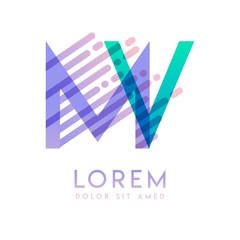 MV logo with the theme of galaxy speed and style that is suitable for creative and business industries. VM Letter Logo design for all webpage media and mobile, simple, modern and colorful.