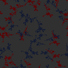Urban camouflage of various shades of grey, blue and red colors