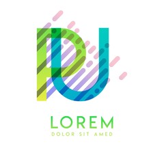 PU logo with the theme of galaxy speed and style that is suitable for creative and business industries. UP Letter Logo design for all webpage media and mobile, simple, modern and colorful.