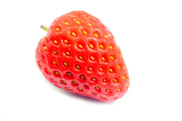 A red strawberry isolated on white background