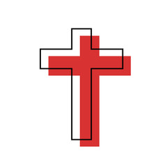 Red Christian Cross Symbol, Icon of the Christian faith on White Background.