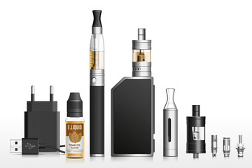 Realistic vector  illustration of vaping elements - 248644463