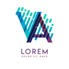 VA logo with the theme of galaxy speed and style that is suitable for creative and business industries. AV Letter Logo design for all webpage media and mobile, simple, modern and colorful.