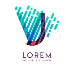 VJ logo with the theme of galaxy speed and style that is suitable for creative and business industries. JV Letter Logo design for all webpage media and mobile, simple, modern and colorful.