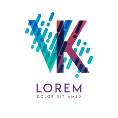 VK logo with the theme of galaxy speed and style that is suitable for creative and business industries. KV Letter Logo design for all webpage media and mobile, simple, modern and colorful.
