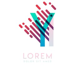 Fototapeta premium YI logo with the theme of galaxy speed and style that is suitable for creative and business industries. IY Letter Logo design for all webpage media and mobile, simple, modern and colorful.