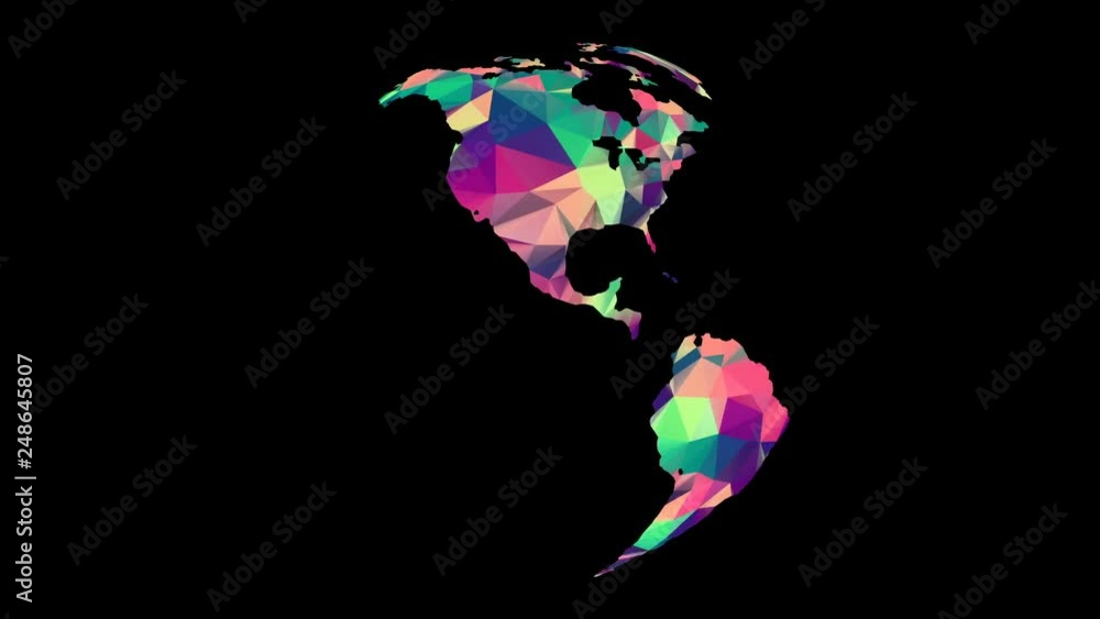 Wall mural rotating polygonal multicolored globe. seamless looped animation with alpha-matte. 4k.