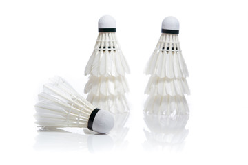 Fototapeta na wymiar White Feather Shuttlecocks Badminton isolated on white background