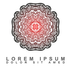 Ornamental round doodle flower isolated on white background. Black outline mandala. Geometric circle for coloring book, logo, design element. Vector illustration