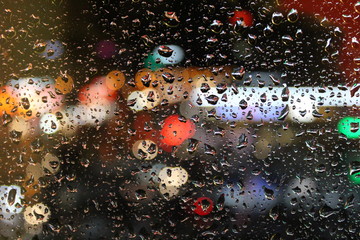 rain lights night abstraction