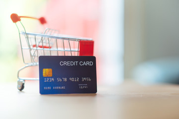 Business model Online shopping ideas with credit cards, shopping carts - Image