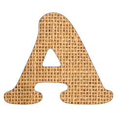 A, Letter of the alphabet - Burlap Background Texture. White background