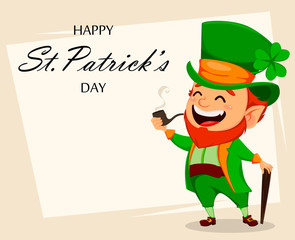 Saint Patrick day. Cartoon character Leprechaun