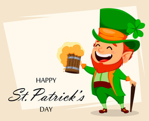 Saint Patrick day. Cartoon character Leprechaun
