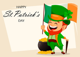 Saint Patrick day. Cartoon character Leprechaun