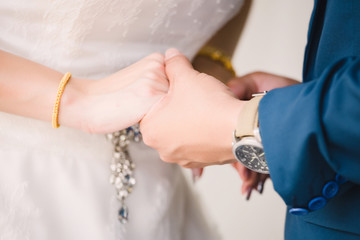 Bride and groom in wedding ceremony day