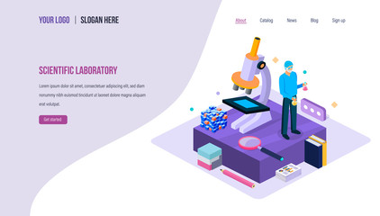 Scientific laboratory. Conducting scientific research work in laboratory.
