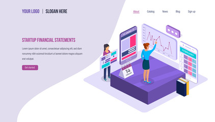 Fototapeta premium Startup financial statements. Business analysis, teamwork, business diagram graph, investments.