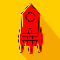 Rocket icon illustration isolated vector sign symbol on yellow background.
