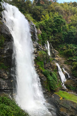 wachirathan waterfall at doi inthanon, Chiangmai Thailand - Beautiful waterfall landscape.