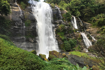 wachirathan waterfall at doi inthanon, Chiangmai Thailand - Beautiful waterfall landscape.