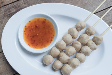 Pork meatballs with dipping sauce
