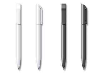 White and Black Realistic Set Pen. Vector illustration. Template For Mockup Branding Stationery and Corporate Identity.
