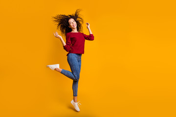Full length body size view of her she nice lovely pretty attractive cheerful cheery slim thin fit...