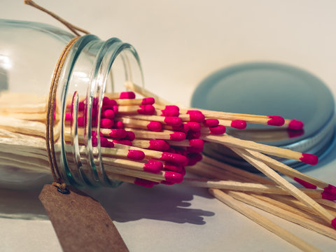 Jar with pinkhead matches