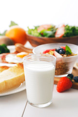 牛乳　朝食イメージ　Milk and breakfast image