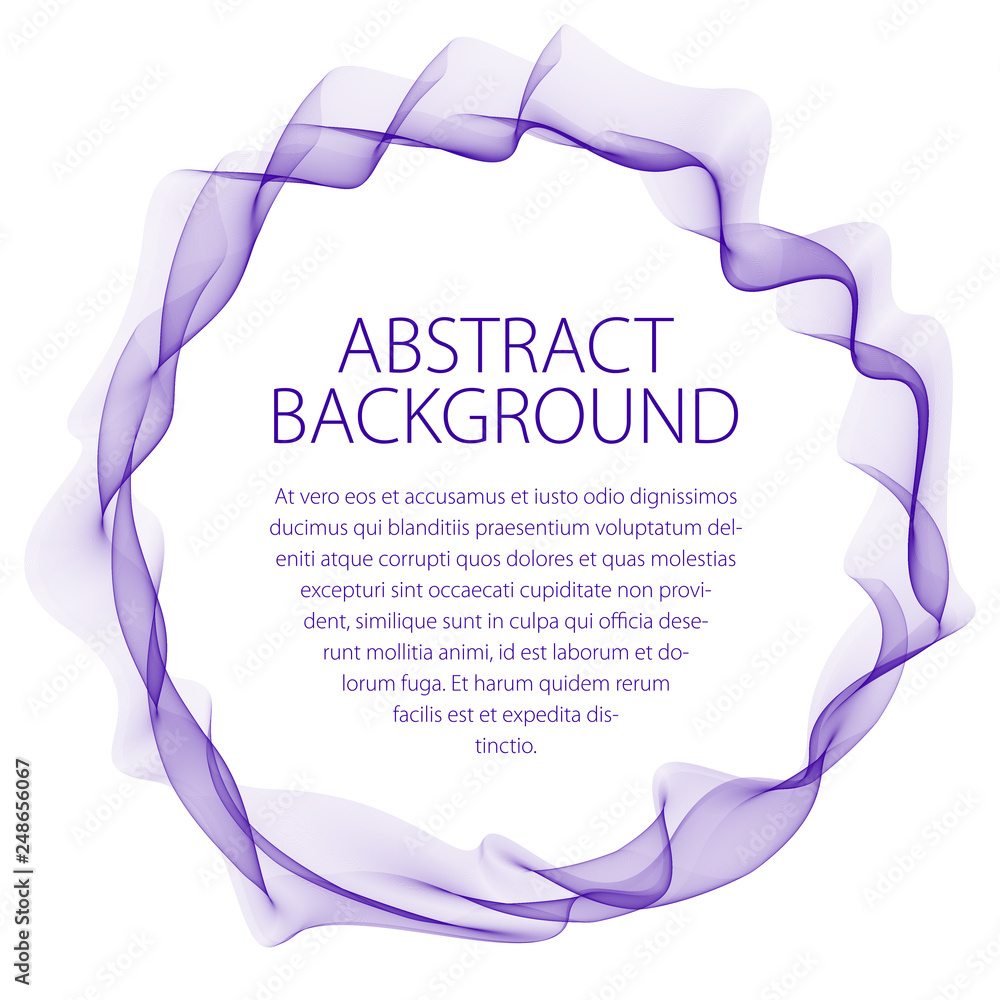 Poster round frame of flowing smoke. vector abstract artistic beautiful background with copy space for text