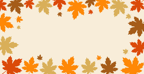 Autumn background with fall leaves border design. Vector illustration. 