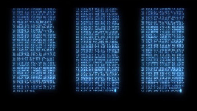 noisy distorted glitched fast long scrolling programming security hacking code data flow stream on blue display new quality numbers letters coding techno joyful video 4k stock footage