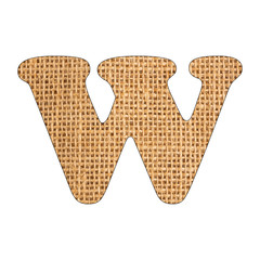 W, Letter of the alphabet - Burlap Background Texture. White background