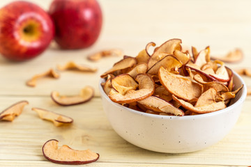 Homemade dried organic apple sliced
