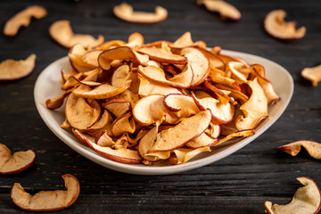Homemade dried organic apple sliced