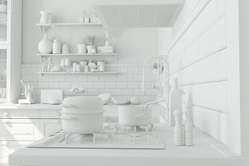 White kitchen as kitchen planning concept