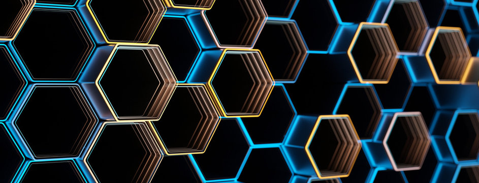 Fototapeta Digital hexagon design background