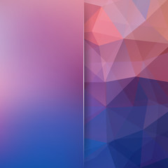 Abstract mosaic background. Blur background. Triangle geometric background. Design elements. Vector illustration. Purple, orange, blue colors.