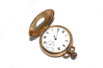 Vintage Antique Clock Watch Timepiece On White background