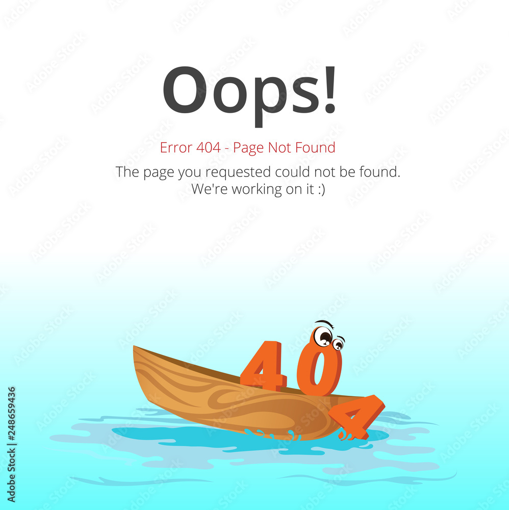 Poster Error 404 page layout vector design. Website 404 page creative concept. The page you requested could not be found. Oops 404 error page.