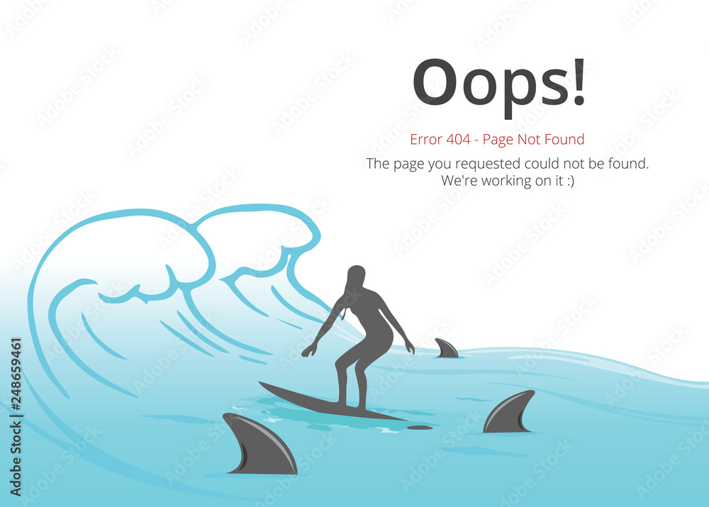 Poster Error 404 page layout vector design. Website 404 page creative concept. The page you requested could not be found. Oops 404 error page.