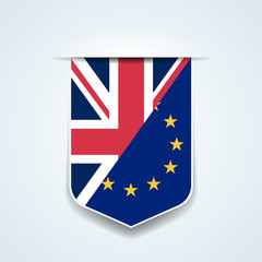 United Kingdom and European Union Shield label Illustration