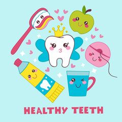 dental poster with tooth Fairy - vector illustration, eps