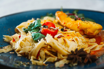 Chicken Fillet Smoked Paprika Sauce and Tagliatelle