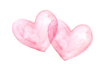 Red heart is placed on a white background, watercolor. - 248663830