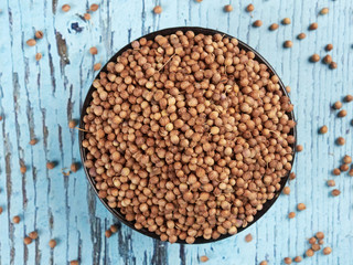 Bowl of coriander seeds