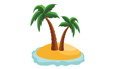 Palm Trees, Island and Sea Vector