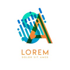 Fototapeta premium SA logo with the theme of galaxy speed and style that is suitable for creative and business industries. AS Letter Logo design for all webpage media and mobile, simple, modern and colorful.