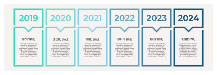 Business infographics with 6 steps, options. Vector template. Editable line.